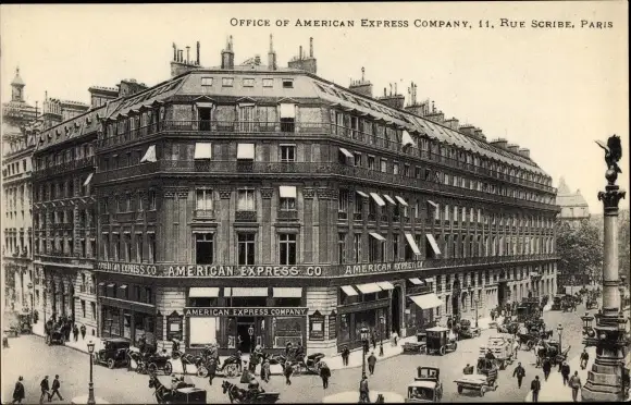 Le bâtiment abritant le siège de l'American Express dans une carte postale ancienne