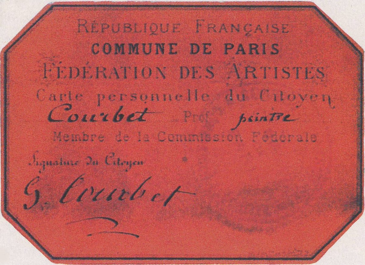 Courbet Gustave Carte de la Fédération des Artistes