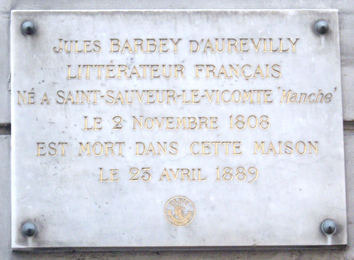 Plaque de commémoration de Jules Barbey d'Aurevilly, Archives Paris Révolutionnaire