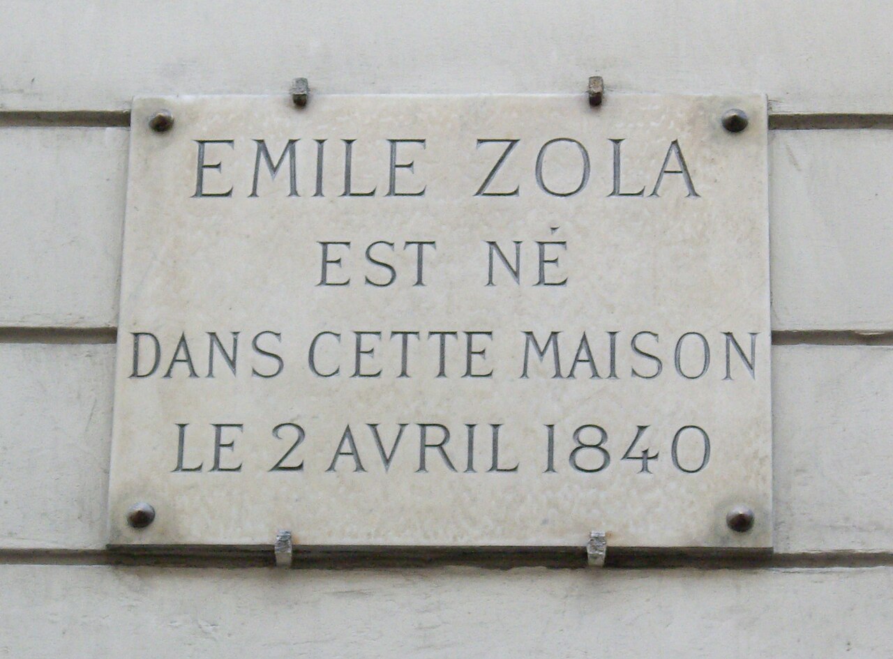 Plaque apposée sur la maison natale d'Émile Zola (1840-1902) au n° 10 de la rue Saint-Joseph, Mu - Wikimedia
