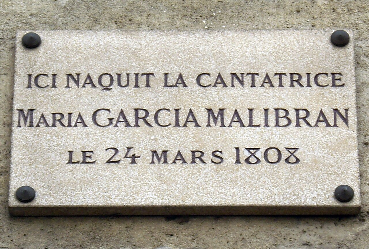 Plaque commémorative de la naissance de Maria Malibran