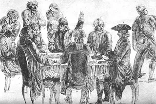 Les philosophes attablés au café Procope, gravure