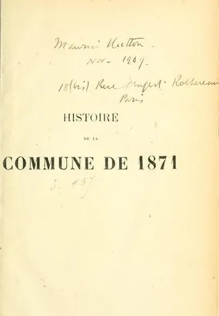 Couverture — Histoire de la Commune de 1871