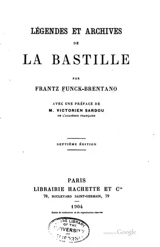 Couverture — Légendes et Archives de la Bastille