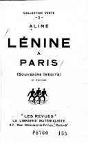 Couverture — Lénine à Paris. Souvenirs inédits