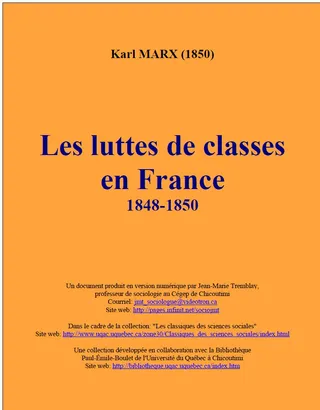 Couverture — Les luttes de classe en France 1848-1850