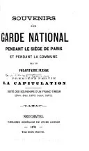 Couverture — Souvenirs d'un garde national pendant le siège de Paris et pendant la Commune
