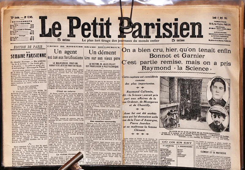 Arrestation de Raymond la science, l'intellectuel de la bande à Bonnot