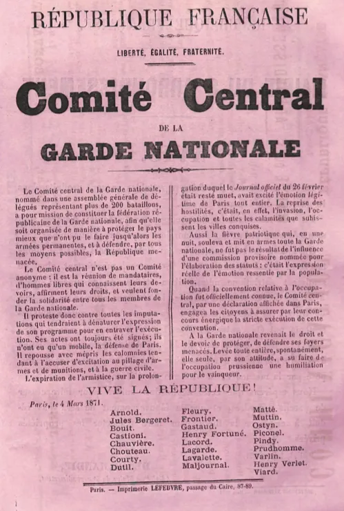 Assemblée générale du Comité central provisoire de la Garde nationale, concurrent du Comité des Vingt arrondissements