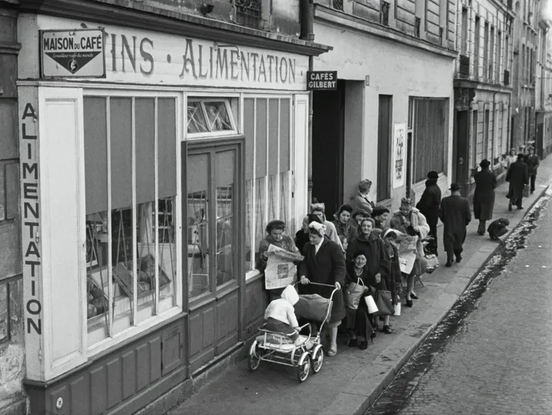 La file devant le magasin de Jamplier rue Poliveau