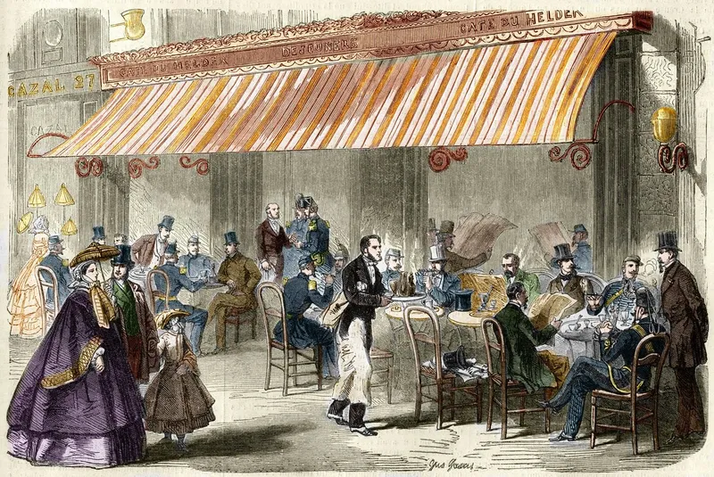Café célèbre pour son absinthe ; fréquenté par les frères Goncourt