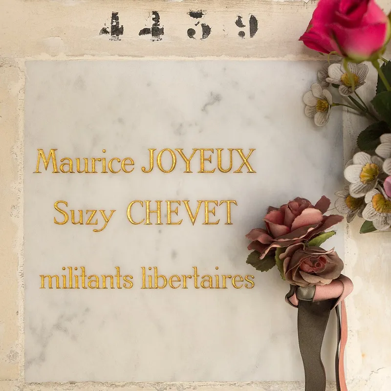 Photographie : case de Maurice Joyeux au columbarium, cimetière du Père-Lachaise