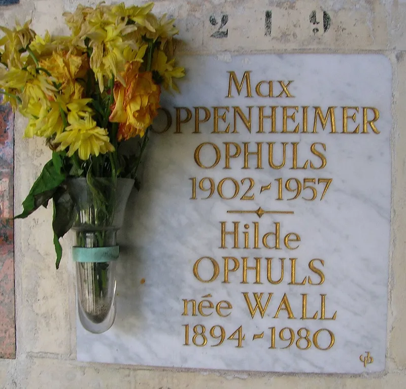 Photographie : case de Max Ophuls au columbarium, cimetière du Père-Lachaise