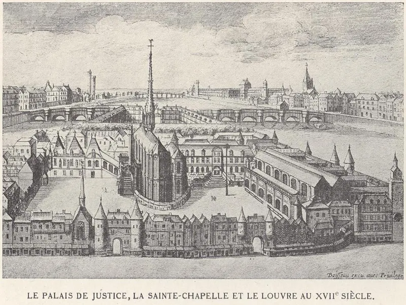 Le Palais de la Cité au XVIIe siècle, avec la Sainte-Chapelle et les tours de la Conciergerie