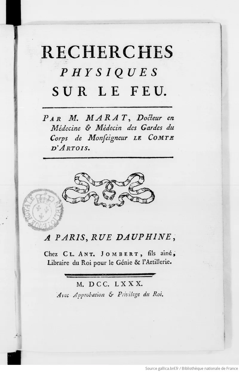 Cours d'expériences dur la nature du feu organisés sur la base des théories de Marat