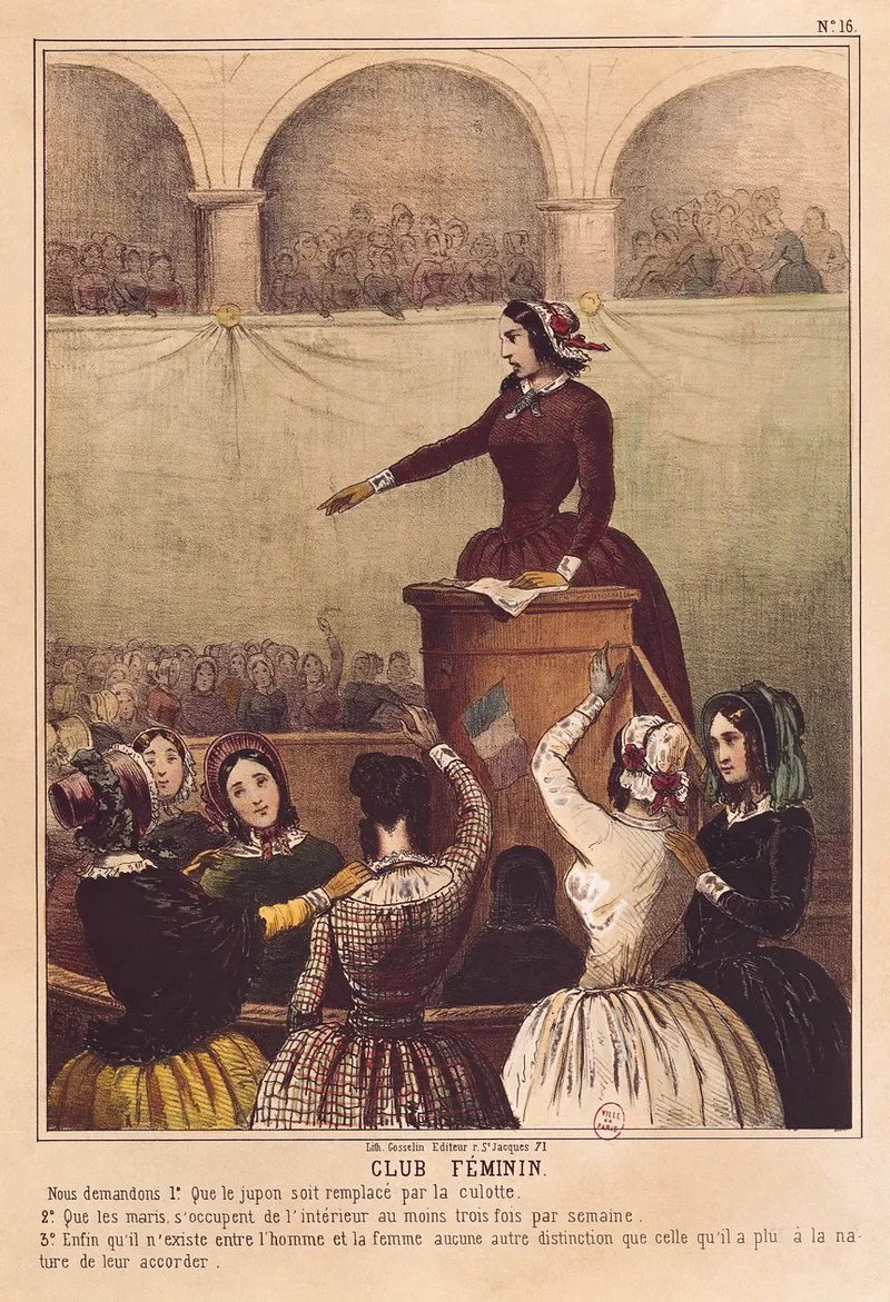 Création de la Société pour l'émancipation des femmes ; très critique vis à vis de Proudhon