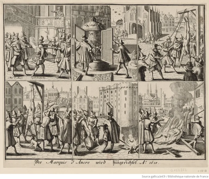 Émeute contre la dépouille de Concini, haï par le peuple, assassiné sur ordre de Louis XIII
