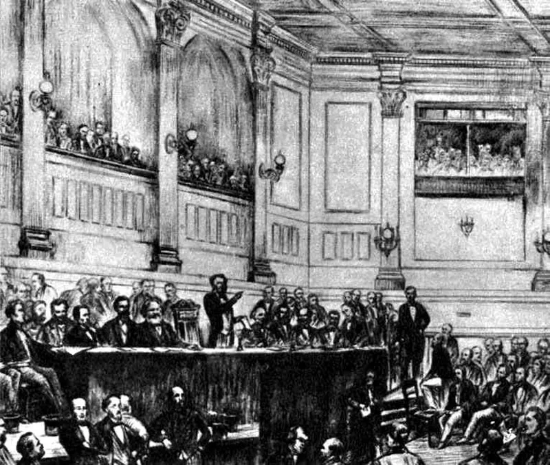 La délégation ouvrière parisienne de Tolain participe à Londres à la fondation de la Première Internationale
