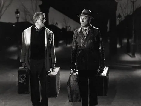 Gabin et Bourvil sous le viaduc de la ligne 5 dans "La Traversée de Paris"