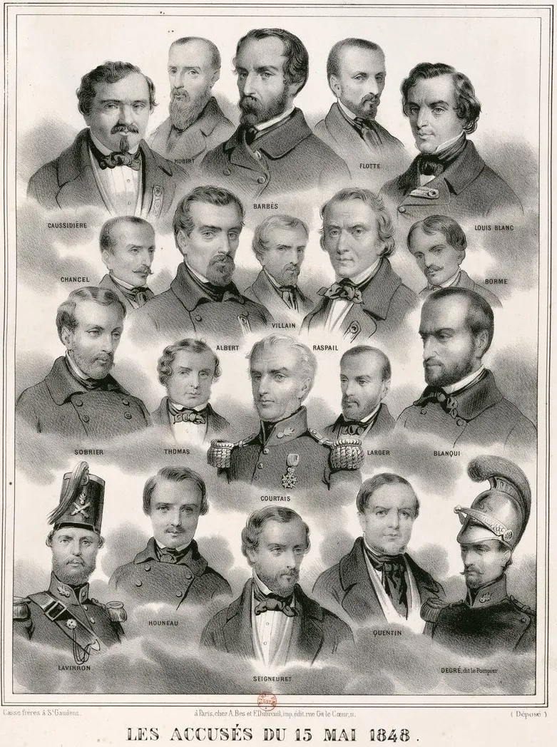Important dispositif militaire et policier déployé pour le départ vers la Haute cour de Bourges des inculpés de la journée du 15 mai 1848