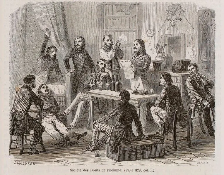 Intervention de Karl Marx lors d'une séance du Club central des Droits de l'Homme, le jour même ou, expulsé de Belgique, il arrive à Paris