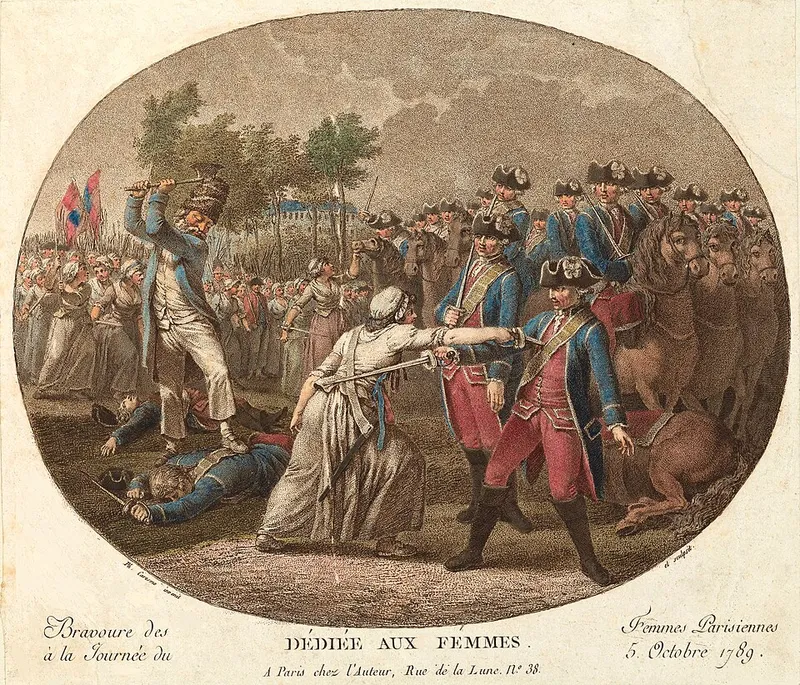 Les femmes de Paris ramènent Louis XVI de Versailles et l'installent aux Tuileries sous la garde du peuple