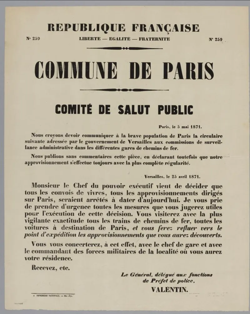 La nomination du général Valentin comme préfet de police est considérée comme une provocation par les Fédérés