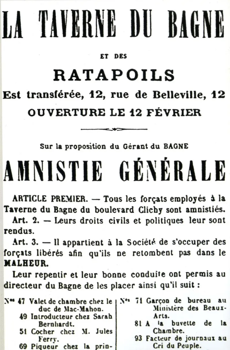 La Tavergne du Bagne est transférée par Maxime Lisbonne, du boulevard de Clichy