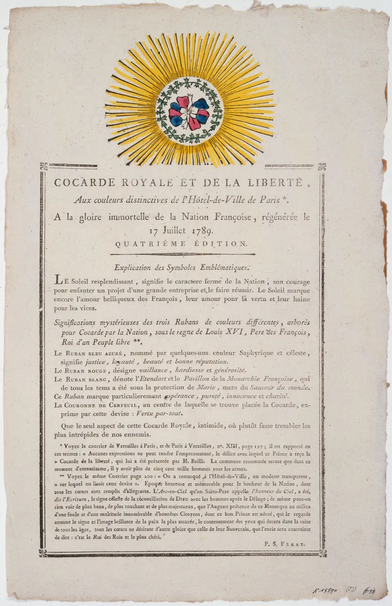 Louis XVI reçoit la cocarde bleu-blanc-rouge à Paris, symbole de fidélité à la royauté