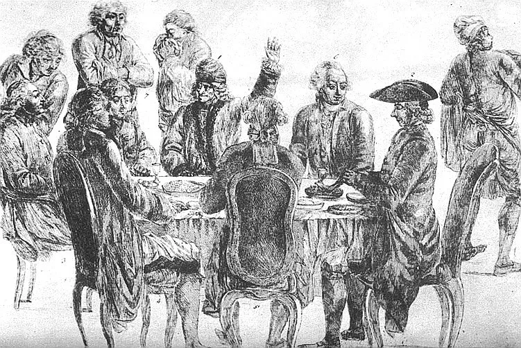 Mise au point du premier volume de l'Encyclopédie au Café Procope