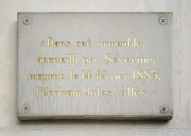 Plaque de la demeure où mourut Jules Vallès, Photo: Mu, Wikimedia