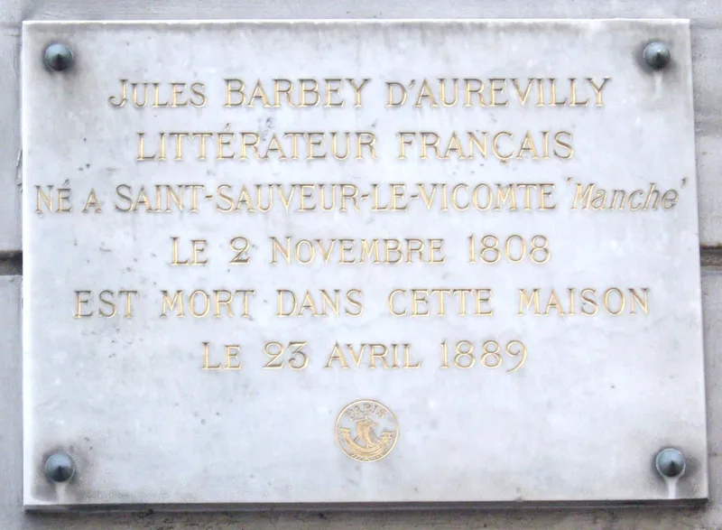 Plaque de commémoration de Jules Barbey d'Aurevilly, Archives Paris Révolutionnaire