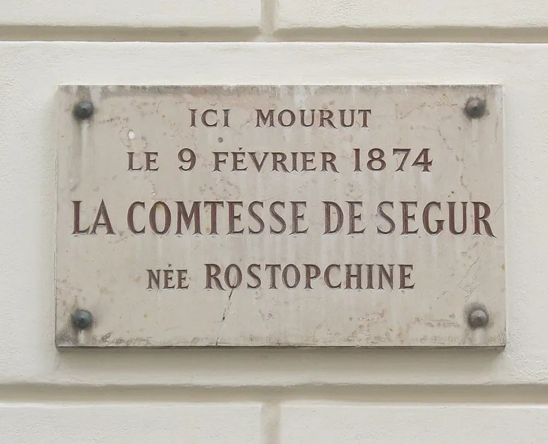 Plaque de la demeure ou mourut la comtesse de Ségur