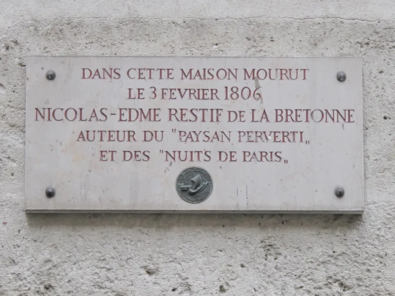 Plaque de restif de la Bretonne - Archives Paris Révo