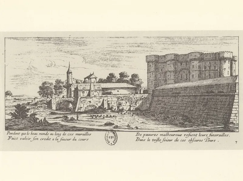 La Bastille au-dessus de son fossé, gravure du XVIIe siècle