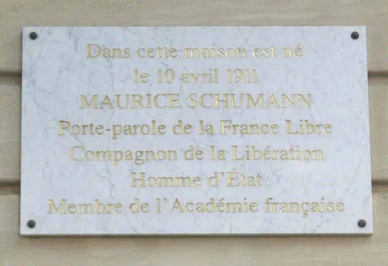 Plaque commémorant la naissance de Maurice Schumann, Mu, Wikimedia