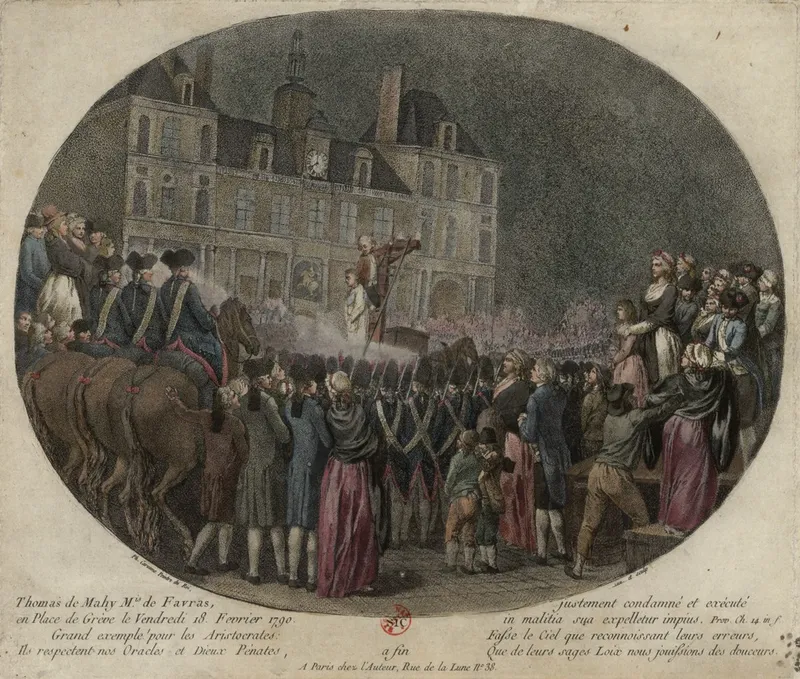 Pendaison du marquis de Favras, pour complot contre-révolutionnaire