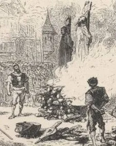 Augustin Vallière, premier martyr de la Réforme en France, a la langue coupée avant d'être brûlé vif rue de l'Échelle