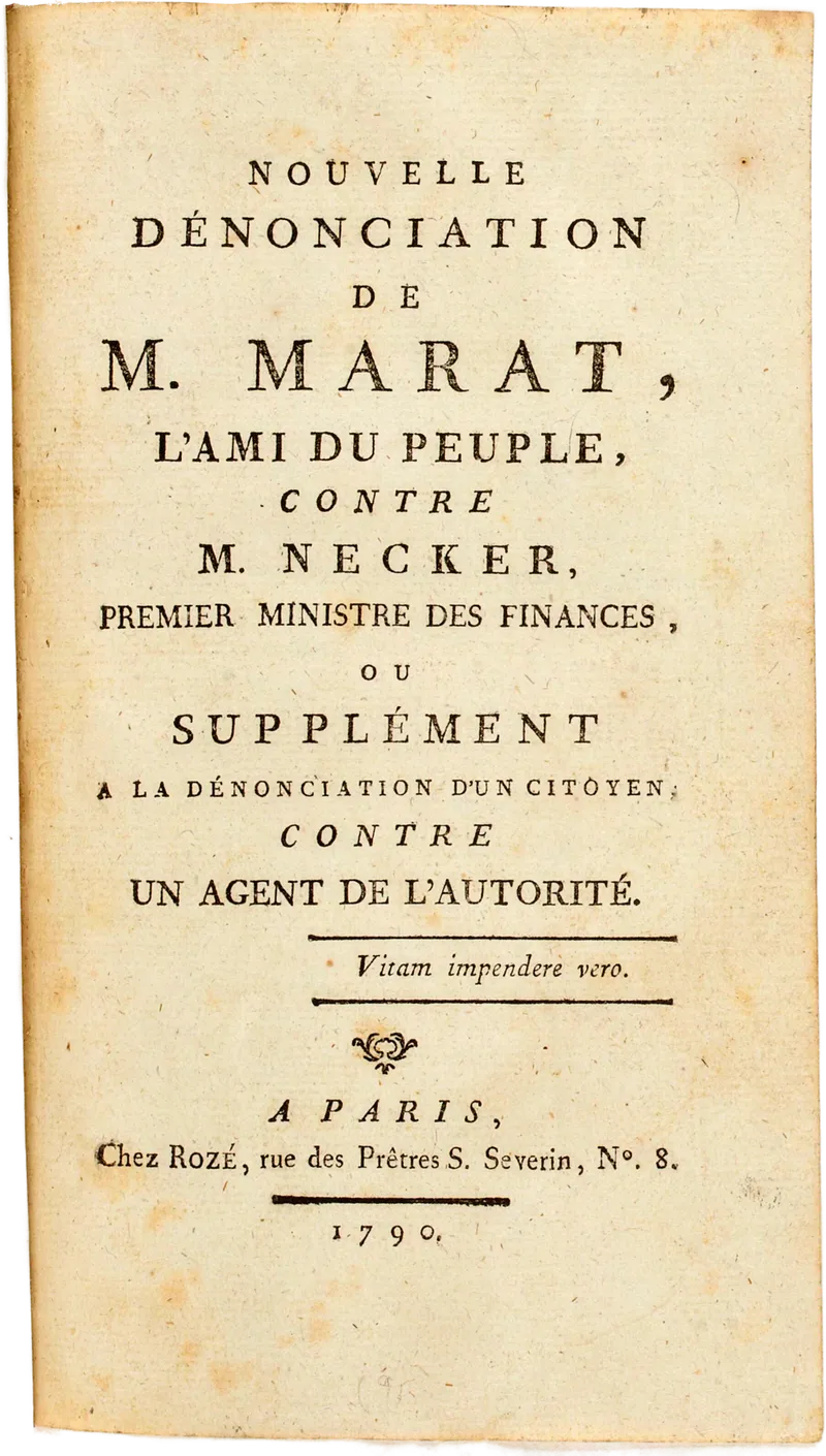 Premier numéro de l'Ami du Peuple de Marat, publié le 13 juillet 1793 à 2 000 exemplaires