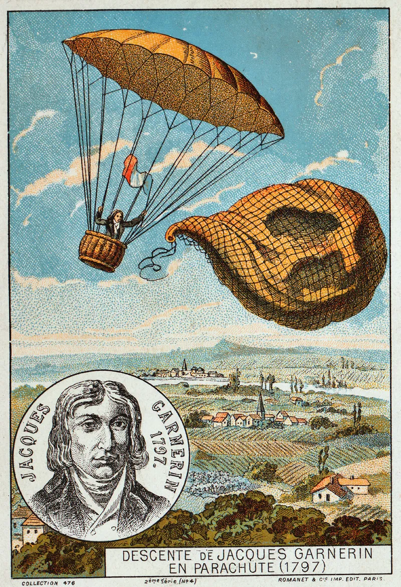 André-Jacques Garnerin réalise au parc Monceau le premier saut en parachute de l'histoire