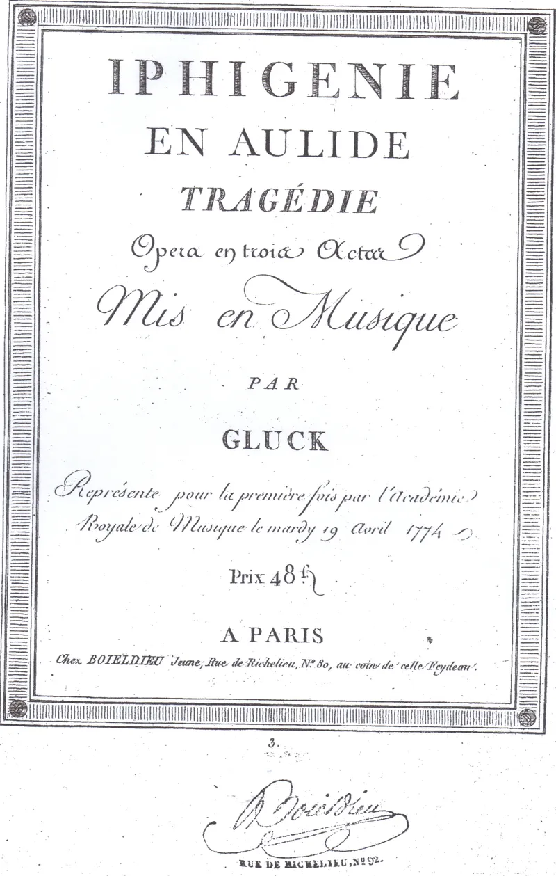 Gluck révolutionne l'opéra français: première en présence de la cour de son Iphigénie sur texte de Racine