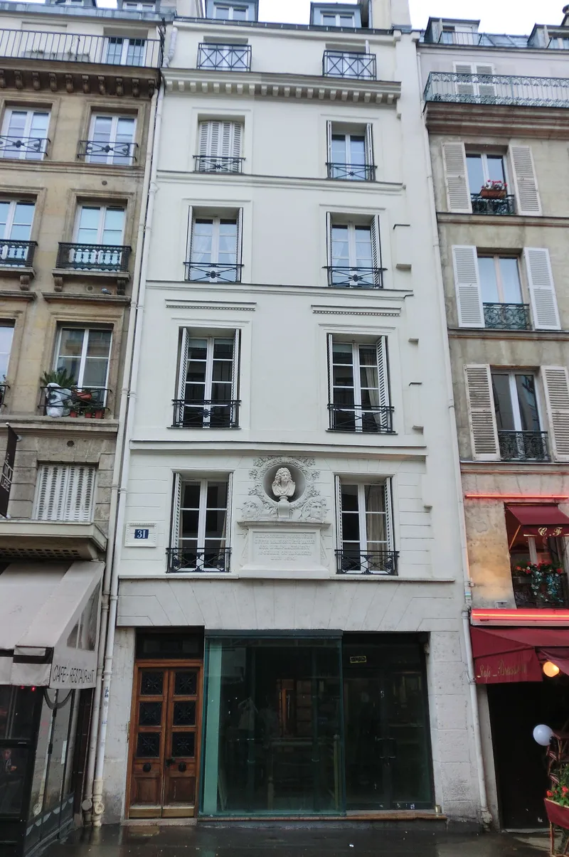 La plaque de la fausse maison natale de Molière, 31 rue du Pont-Neuf