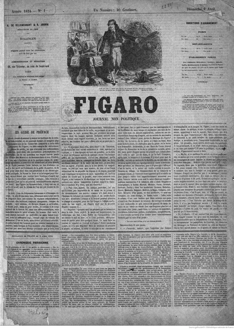 Retour du journal "Figaro" en 1854