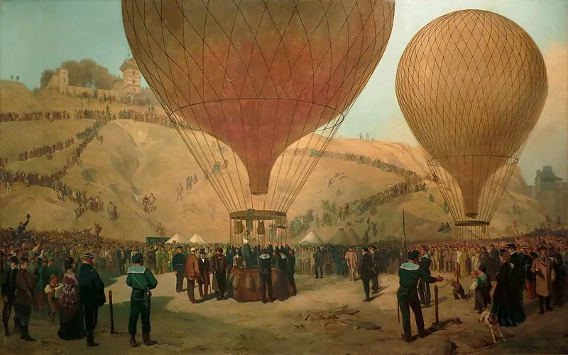 Le ballon "Ville de Florence" emporte les premiers pigeons voyageurs hors de Paris assiégé pour faire revenir des réponses