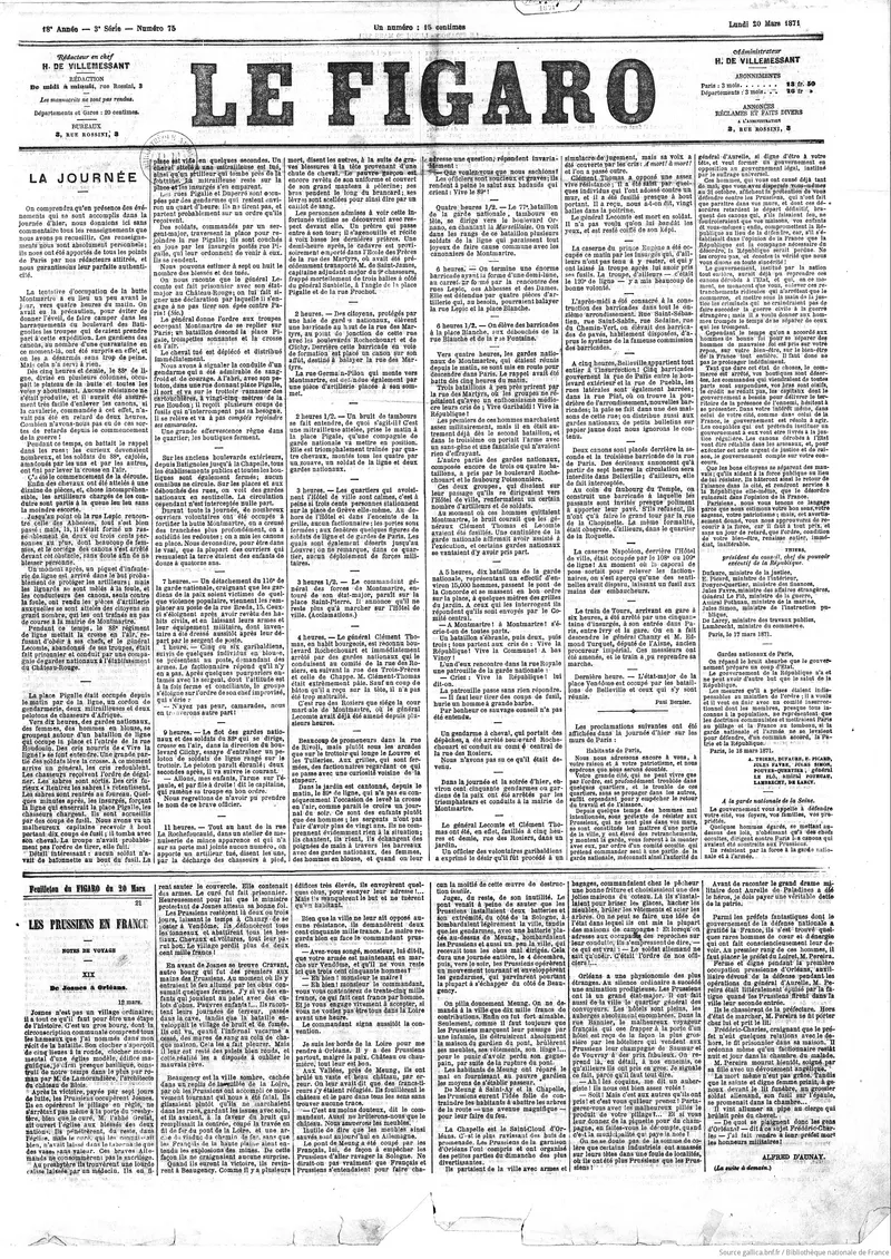 Siège du journal réactionnaire Le Figaro, interdit sous la Commune