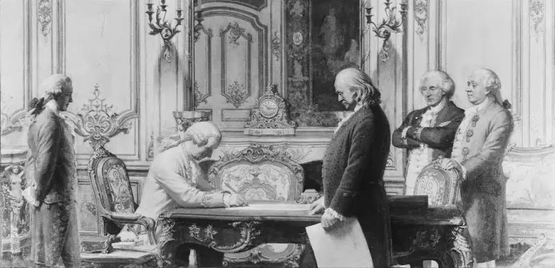 Signature du traité de reconnaissance et d'appui par la France du droit à l'indépendance des États-Unis d'Amérique