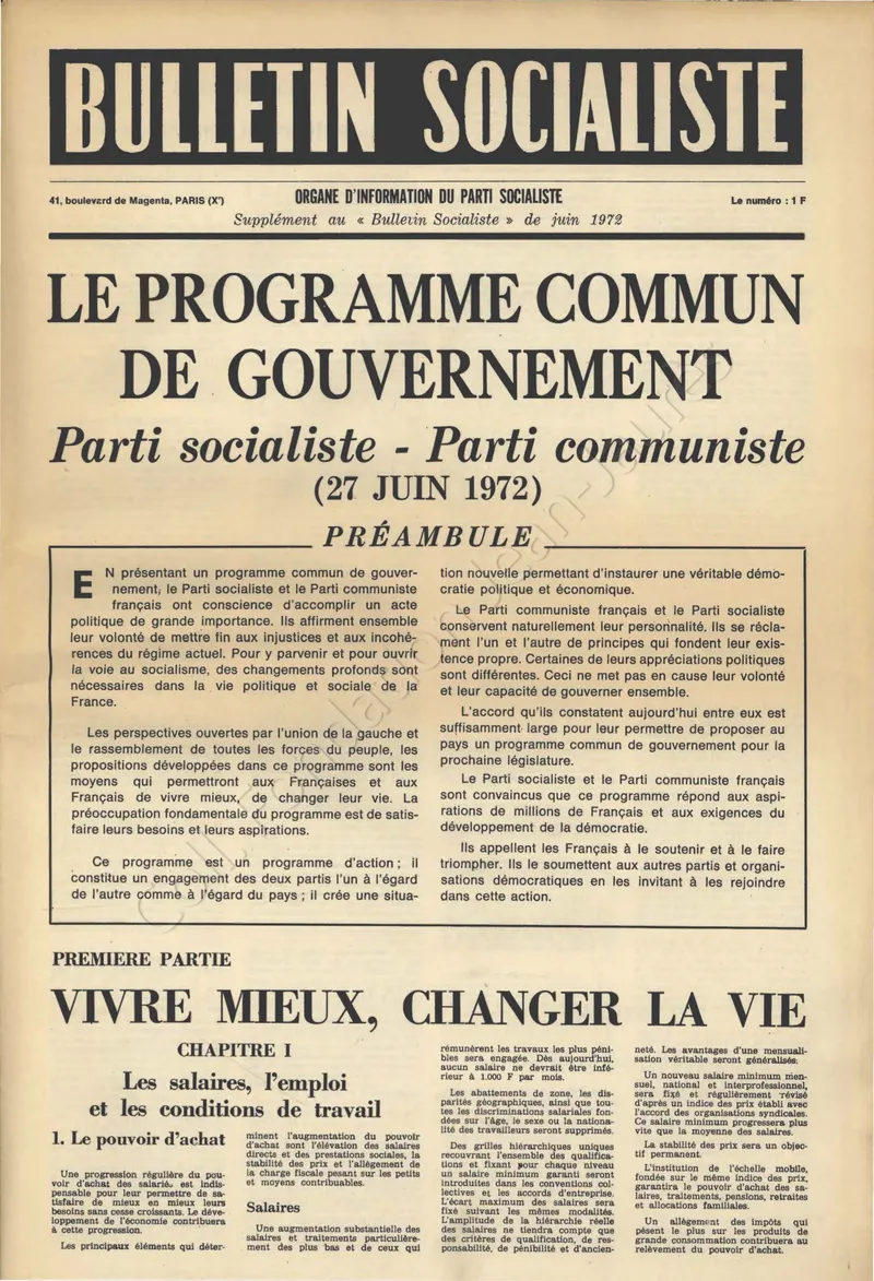 Le PS et PCF signe le "Programme commun" de gouvernement d'union de la gauche