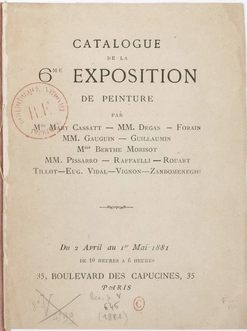 Sixième exposition des Impressionnistes, avec seulement 13 participants