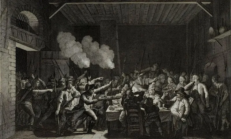 Thomas Paine et Condorcet placardent la déchéance du roi à la Salle du Manège