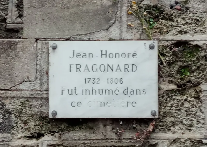 Photographie : la plaque de marbre « Jean Honoré Fragonard, 1732-1806, fut inhumé dans ce cimetière »